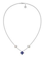 Колье из белого золота c бриллиантами, лазуритом и перламутром