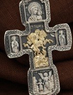 Крест из серебра 925 пробы и золота 585 пробы
