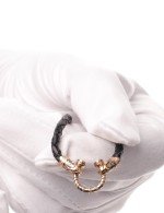 Гайтан из золота c кожаным шнурком