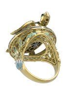 Кольцо из лимонного золота c эмалью и железным деревом