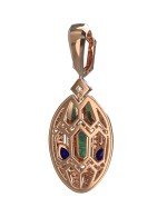 Подвеска из золота c бриллиантами, сапфиром и малахитом