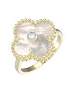 Кольцо из лимонного золота c бриллиантами и перламутром