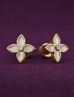 Серьги из золота c бриллиантами и перламутром