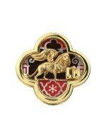 Кольцо из лимонного золота c эмалью и перламутром