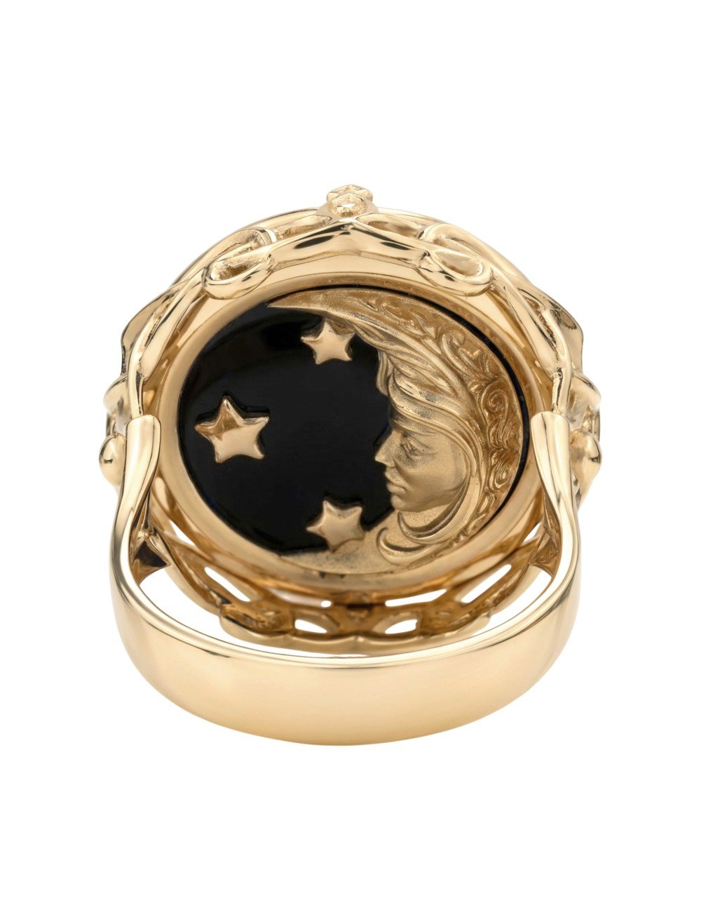 Кольцо из золота c ониксом и перламутром