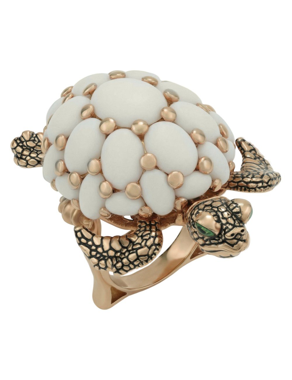 Кольцо из золота c эмалью и бивнем мамонта