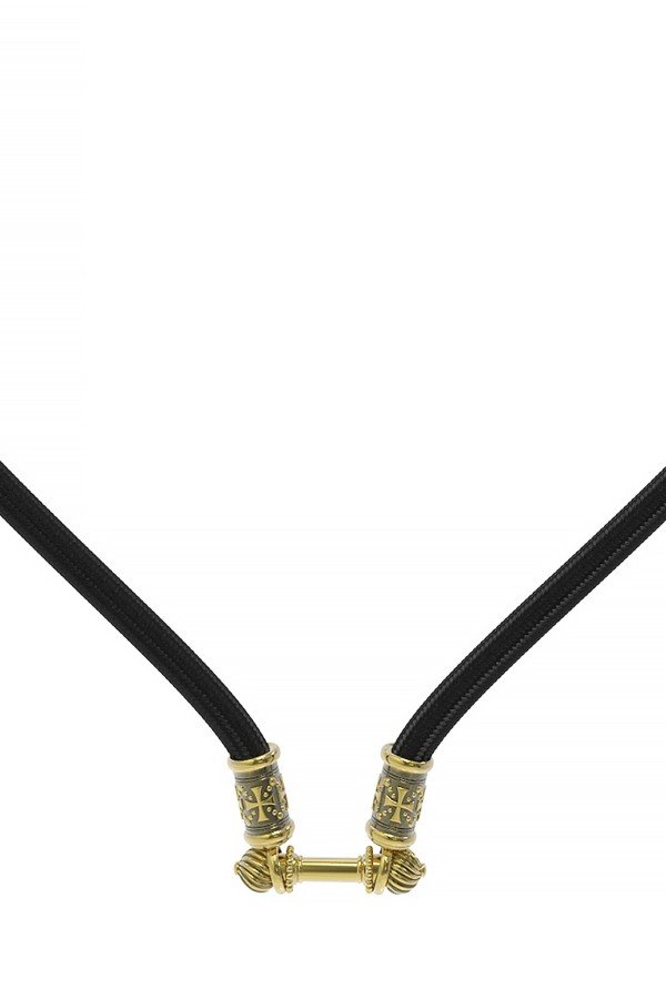 Шнурок шёлковый из лимонного золота c шёлковым шнурком