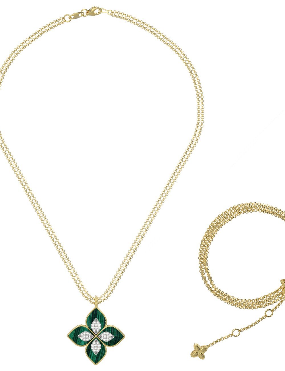 Колье из лимонного золота c бриллиантами и малахитом