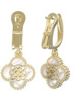 Серьги из лимонного золота c бриллиантами и перламутром