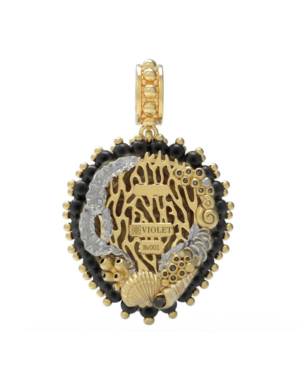 Подвеска из лимонного золота c эмалью и ониксом