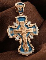 Крест из золота c эмалью и бриллиантами
