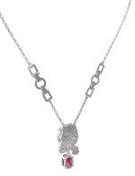 Колье из белого золота c бриллиантами, рубином и изумрудом