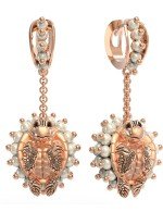 Серьги из золота c эмалью и жемчугом