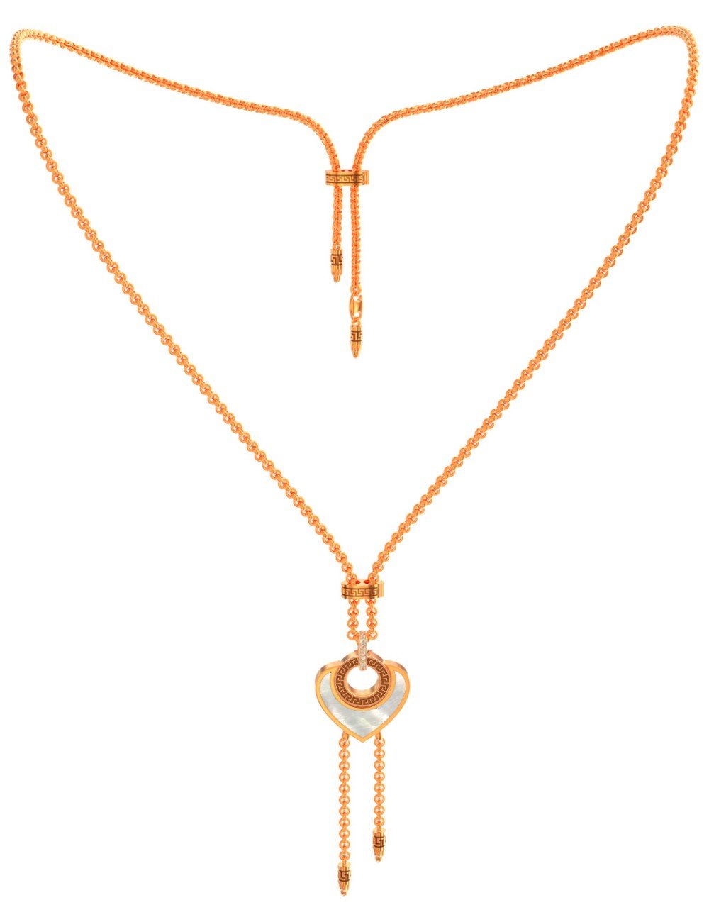 Колье из золота c фианитом, лазуритом и перламутром