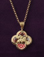 Подвеска из лимонного золота c эмалью и перламутром