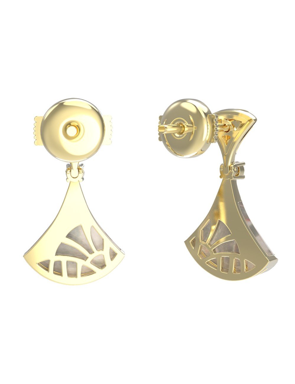 Серьги из лимонного золота c бриллиантами и перламутром