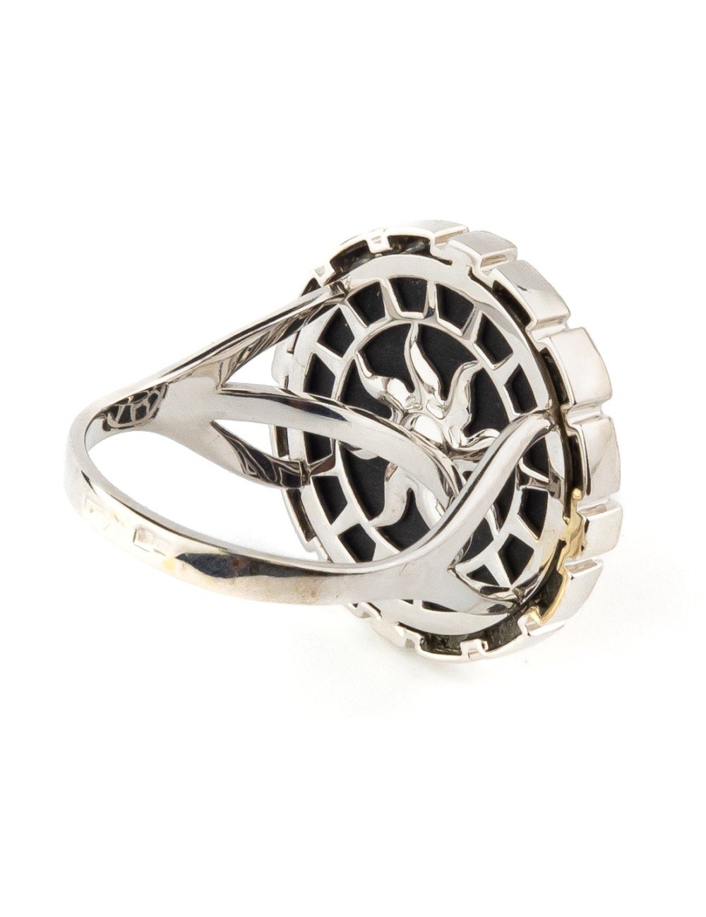 Кольцо из белого золота c эмалью и ониксом