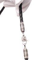 Гайтан из белого золота c кожаным шнурком