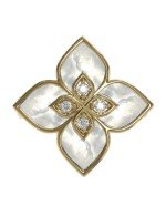 Кольцо из лимонного золота c бриллиантами и перламутром