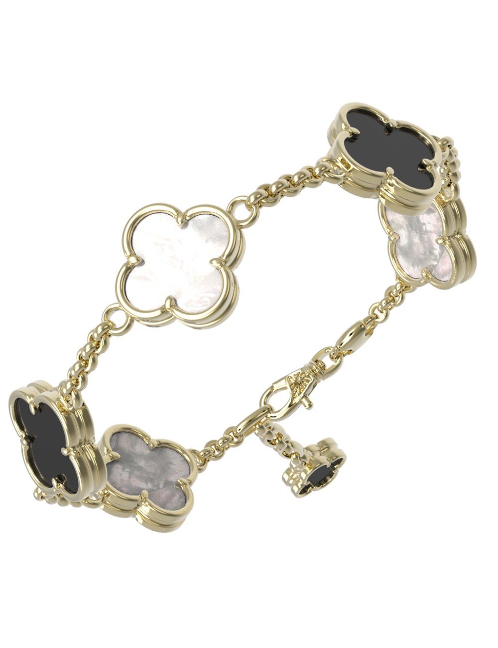 Браслет из лимонного золота c ониксом и перламутром