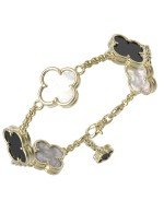 Браслет из лимонного золота c ониксом и перламутром