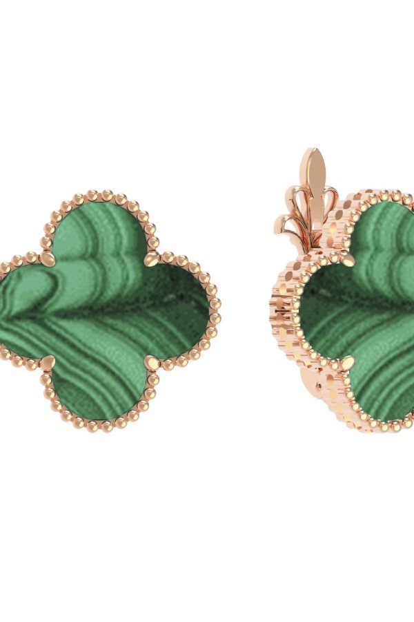 Серьги из золота c малахитом