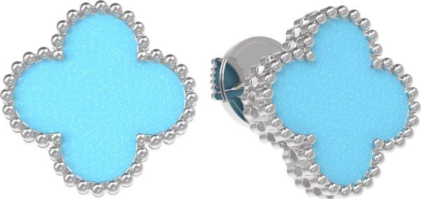 Серьги из белого золота c бирюзой