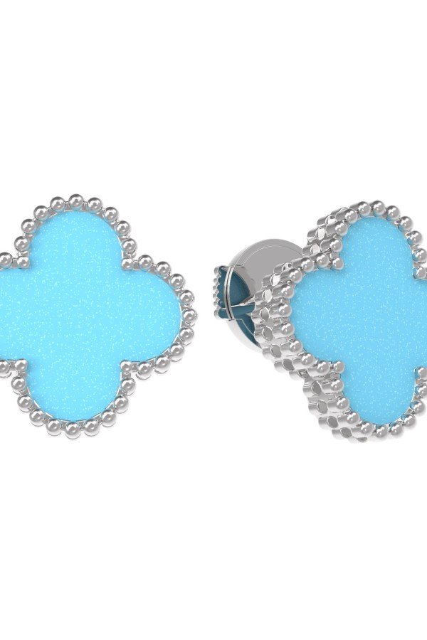 Серьги из белого золота c бирюзой