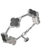 Браслет из белого золота c ониксом и перламутром