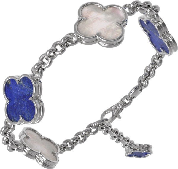 Браслет из белого золота c лазуритом и перламутром