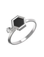 Кольцо из белого золота c бриллиантами и ониксом