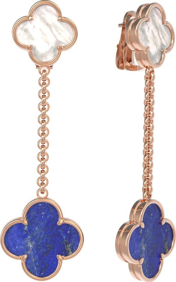 Серьги из золота c лазуритом и перламутром