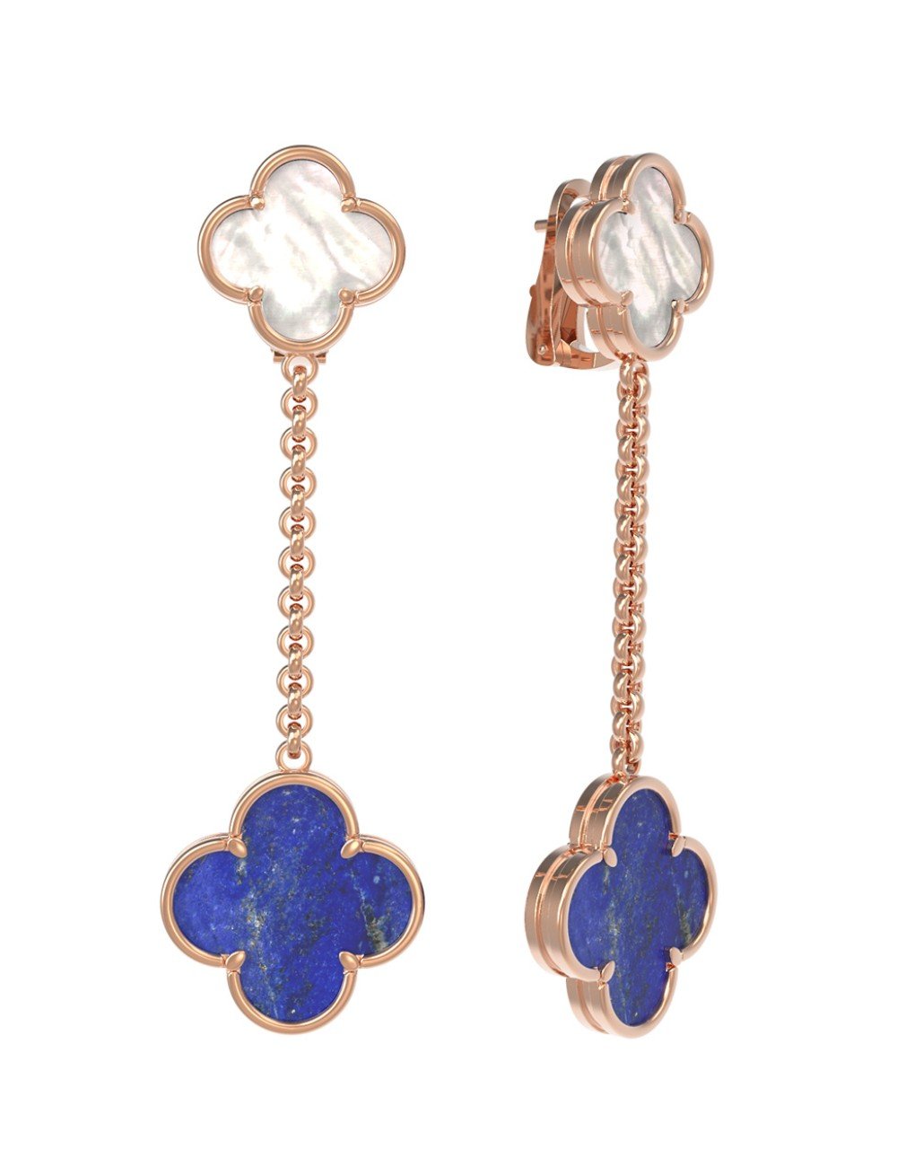 Серьги из золота c лазуритом и перламутром