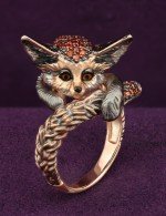 Кольцо из золота c эмалью и фианитом