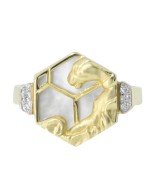 Кольцо из лимонного золота c бриллиантами и перламутром