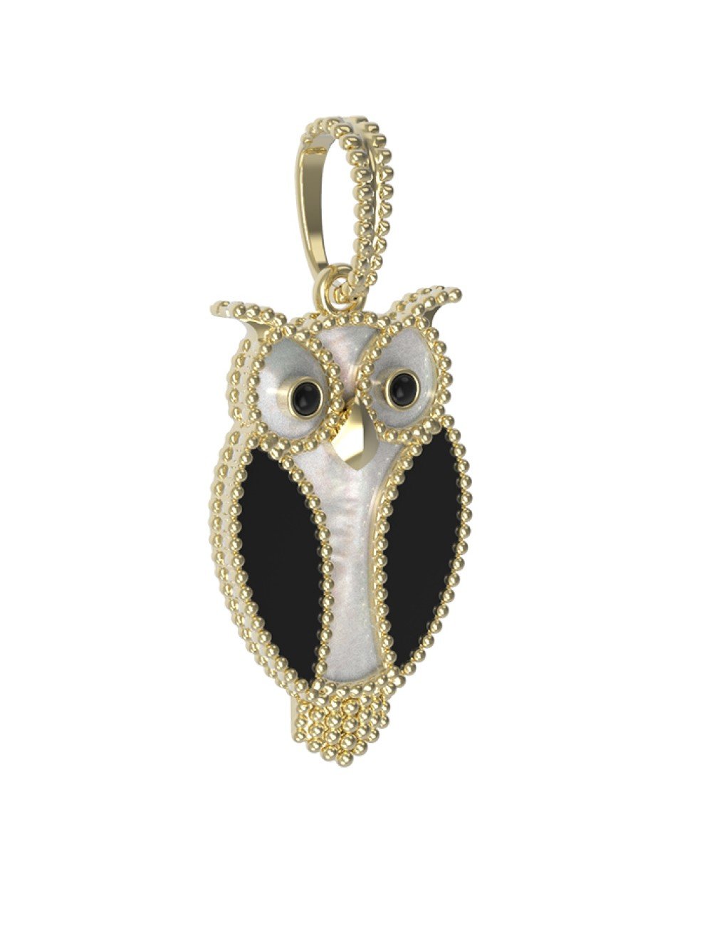 Подвеска из лимонного золота c эмалью, ониксом и перламутром