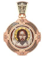 Образок из золота c эмалью и иконописью