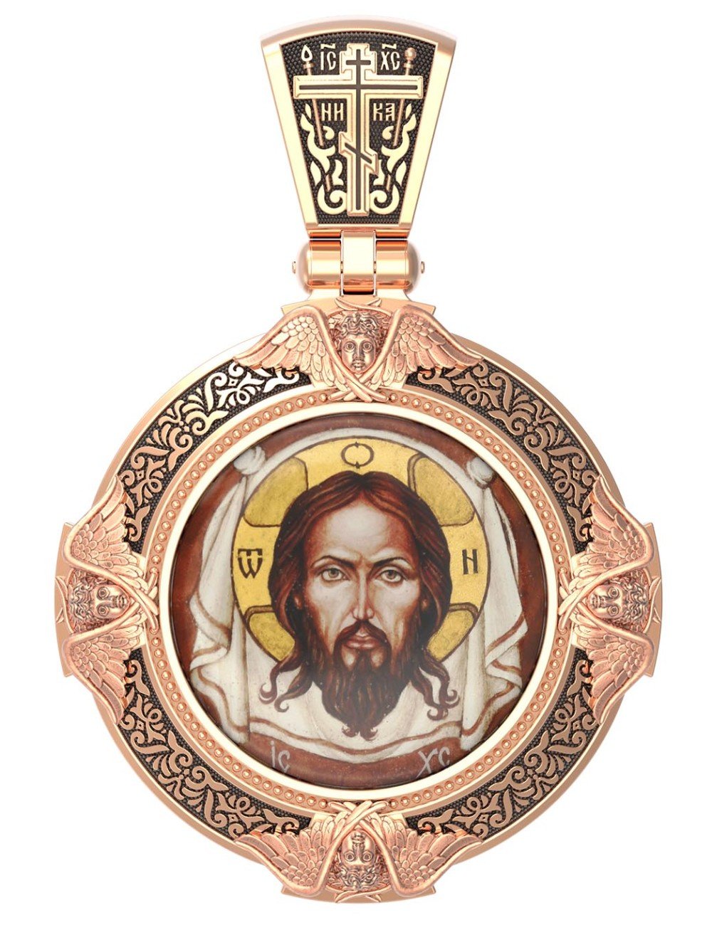 Образок из золота c эмалью и иконописью