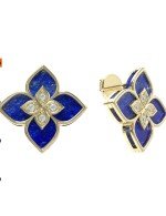 Серьги из лимонного золота c бриллиантами и лазуритом