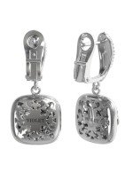 Серьги из белого золота c бриллиантами и ониксом