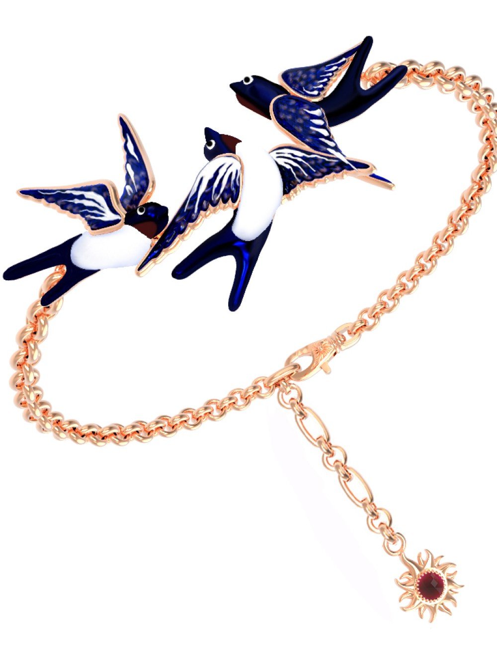 Браслет из золота c эмалью и рубином