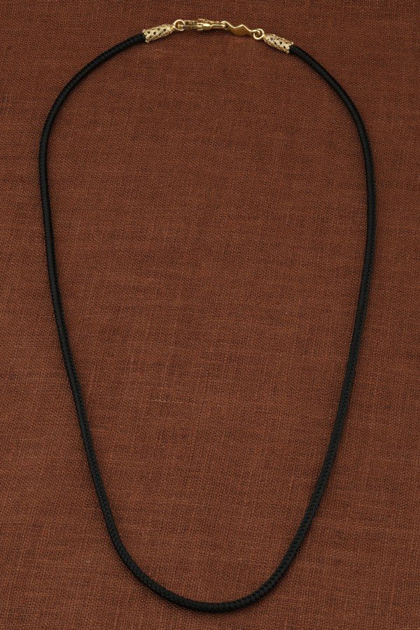 Шнурок шёлковый из лимонного золота 585 пробы c шёлковым шнурком