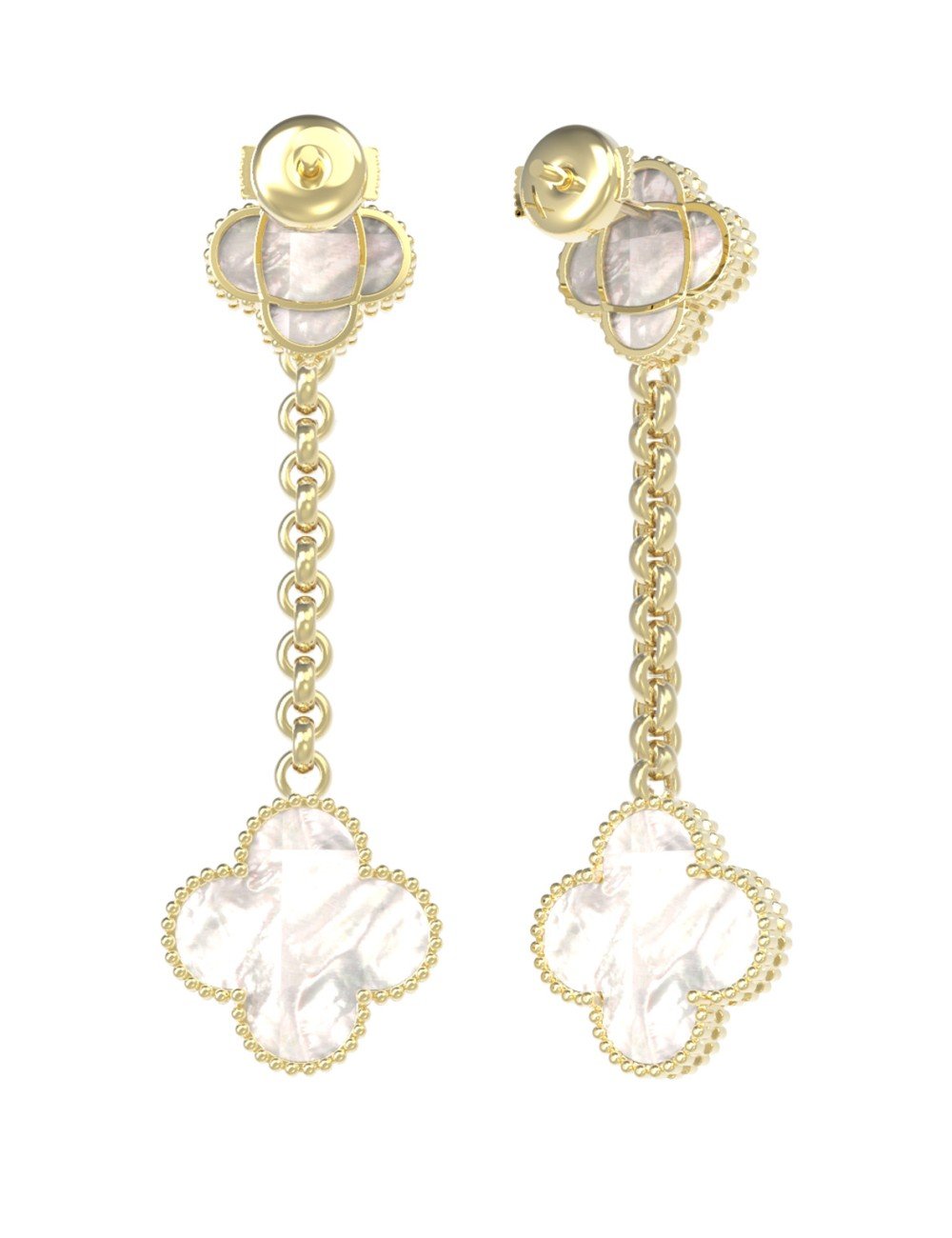 Серьги из лимонного золота c перламутром