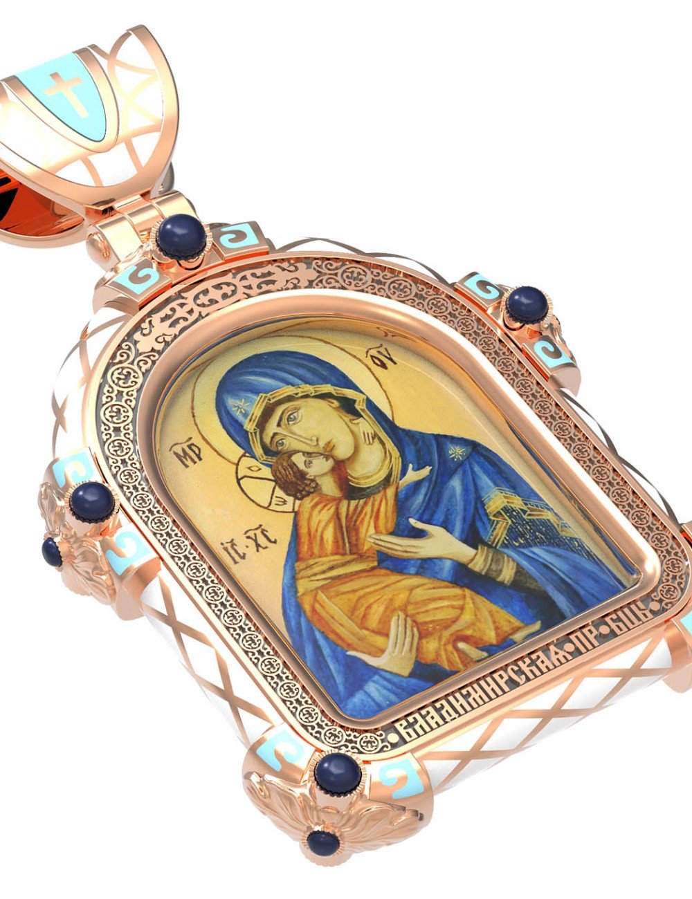 Образок из золота c эмалью и иконописью