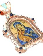 Образок из золота c эмалью и иконописью