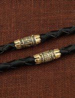 Гайтан из лимонного золота c кожаным шнурком