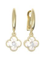 Серьги из лимонного золота c бриллиантами и перламутром