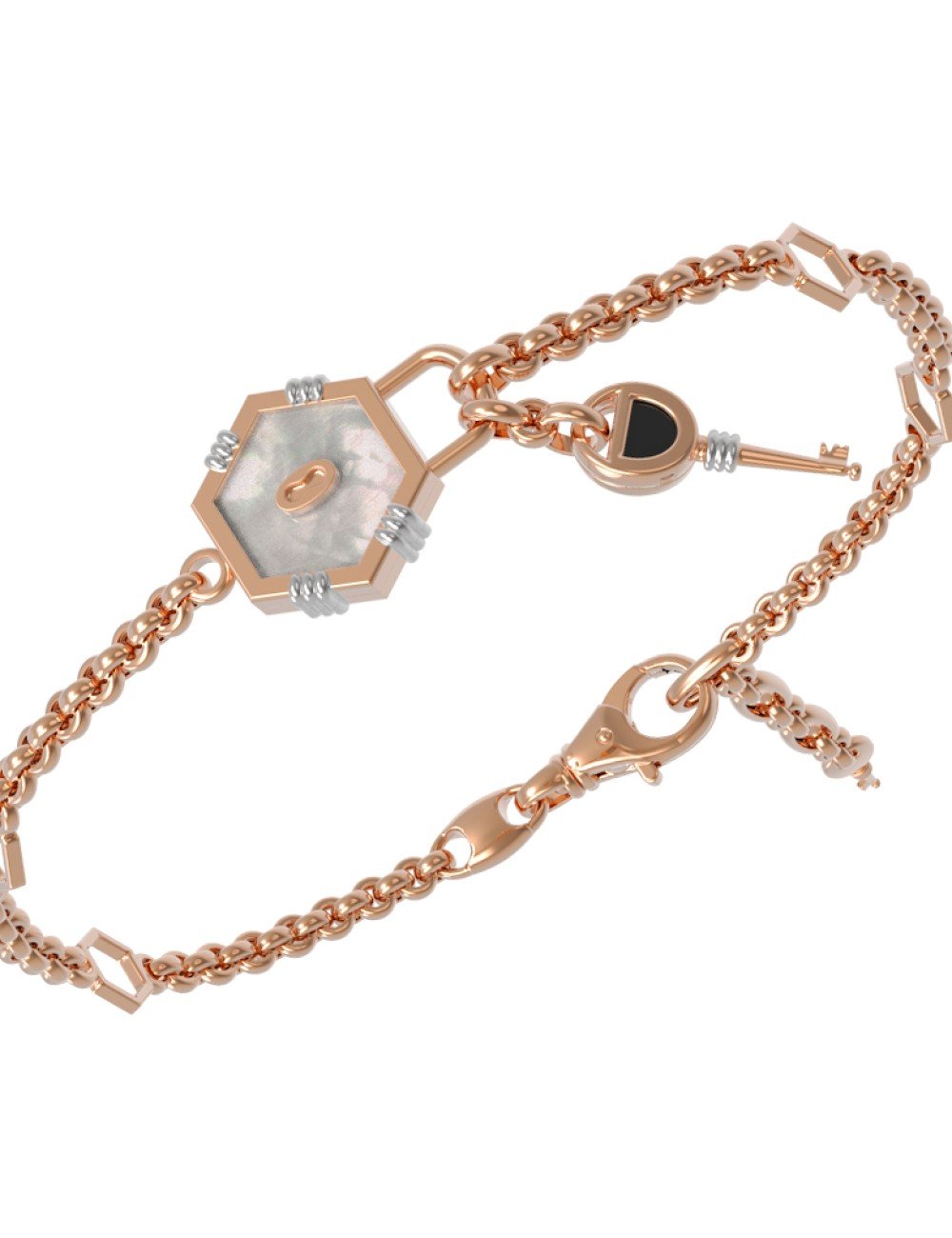 Браслет из золота c ониксом и перламутром