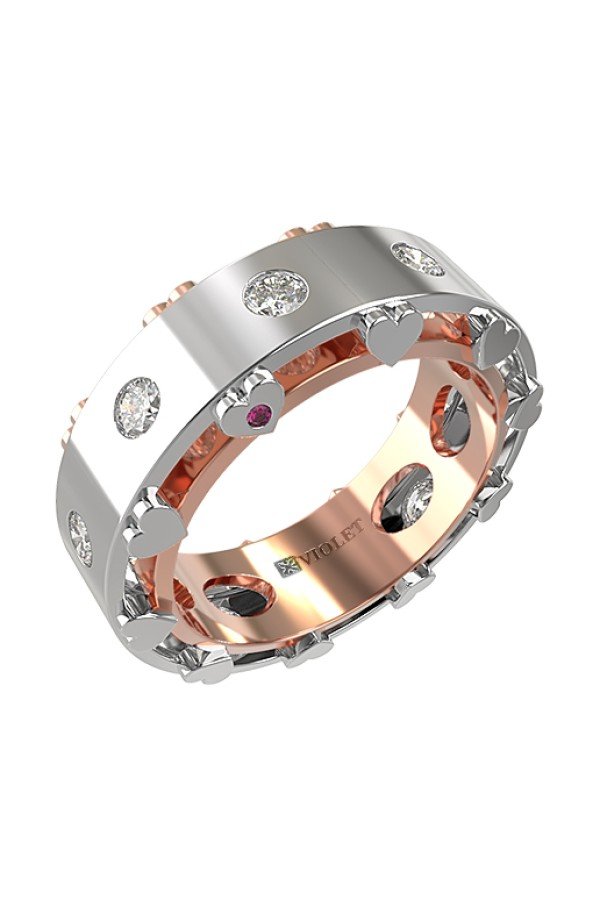 Кольцо из золота c бриллиантами и рубином