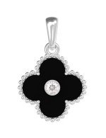 Подвеска из белого золота c бриллиантами и ониксом